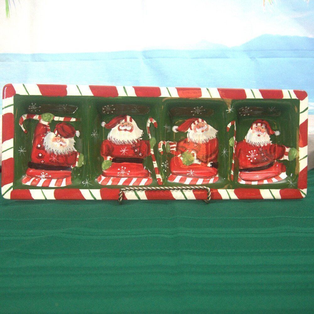 Certified International Santa Claus Ceramic Sectional Serving Tray